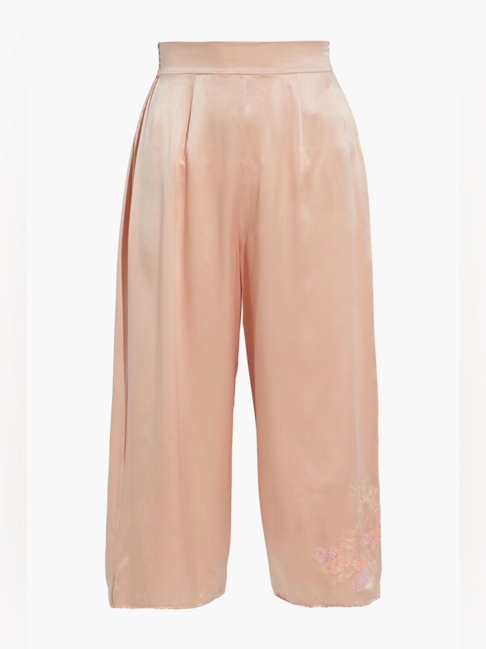 AGENT PROVOCATEUR Edenn Cropped Embroidered 100% silk Satin Pajama Pant MSRP$675
